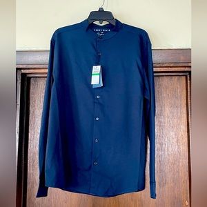 NEW! UNTUCKED TOTAL STRETCH SLIM FIT BANDED COLLAR SHIRT